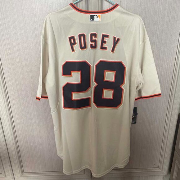 Mens Buster Posey #28 Cream San Francisco Giants Big & Tall Jersey - Picture 5 of 6